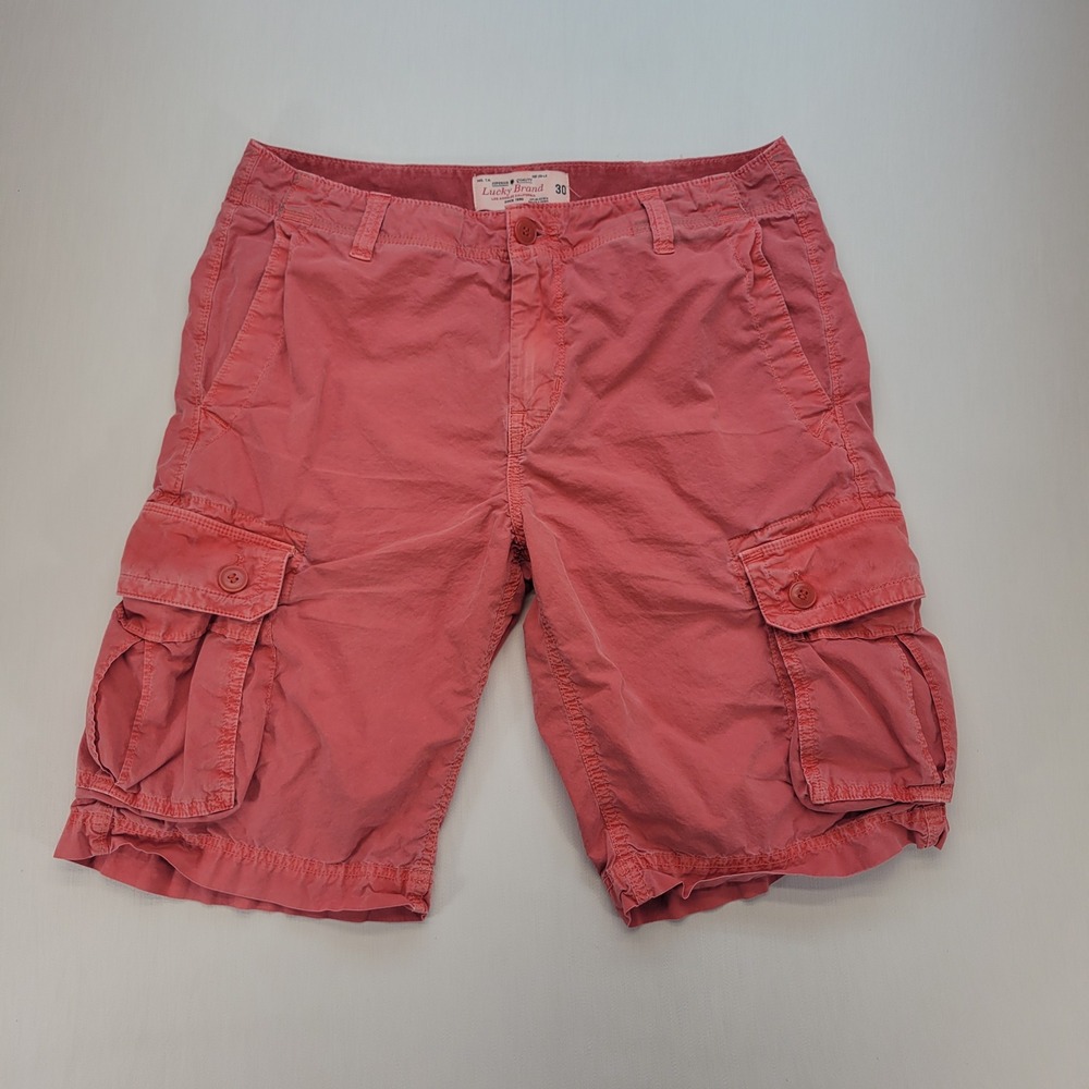 Lucky Brand Cargo Shorts Mens 30 Faded Red Casual Utility 100% Cotton